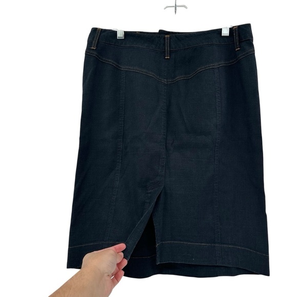 Peruvian Connection Dark Blue Linen Pencil Skirt Size US 8 - Picture 2 of 5